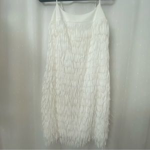 ⭐️⭐️⭐️⭐️⭐️ BRAND NEW AIDAN MATTOX FRINGE COLUMN MIDI DRESS SIZE 2 Color Ivory